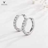 CZ Hoop Earrings, 925 Sterling Silver Minimalist Round Stone Earrings, Dainty Hoops, Gold & Rose Gold Finishes, Gift for Her
