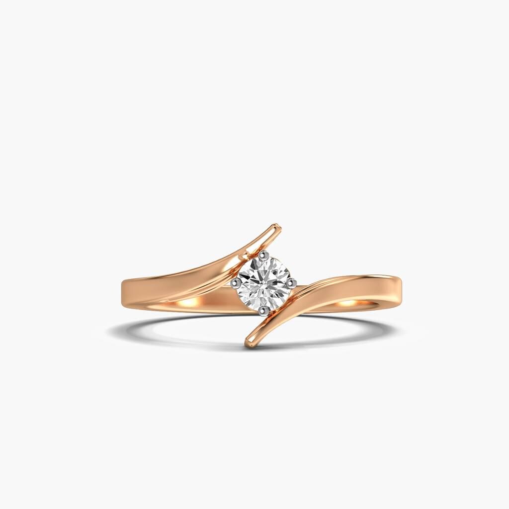 925 Sterling Silver Rose Gold Bypass Ring, Cubic Zirconia Promise Ring, Adjustable Engagement Ring, Minimalist Gift for Her