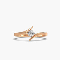 925 Sterling Silver Rose Gold Bypass Ring, Cubic Zirconia Promise Ring, Adjustable Engagement Ring, Minimalist Gift for Her