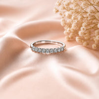 925 Sterling Silver Half Eternity Ring, CZ Diamond Band Ring, Minimalist Stacking Ring, Dainty Wedding Band, Gift for Her