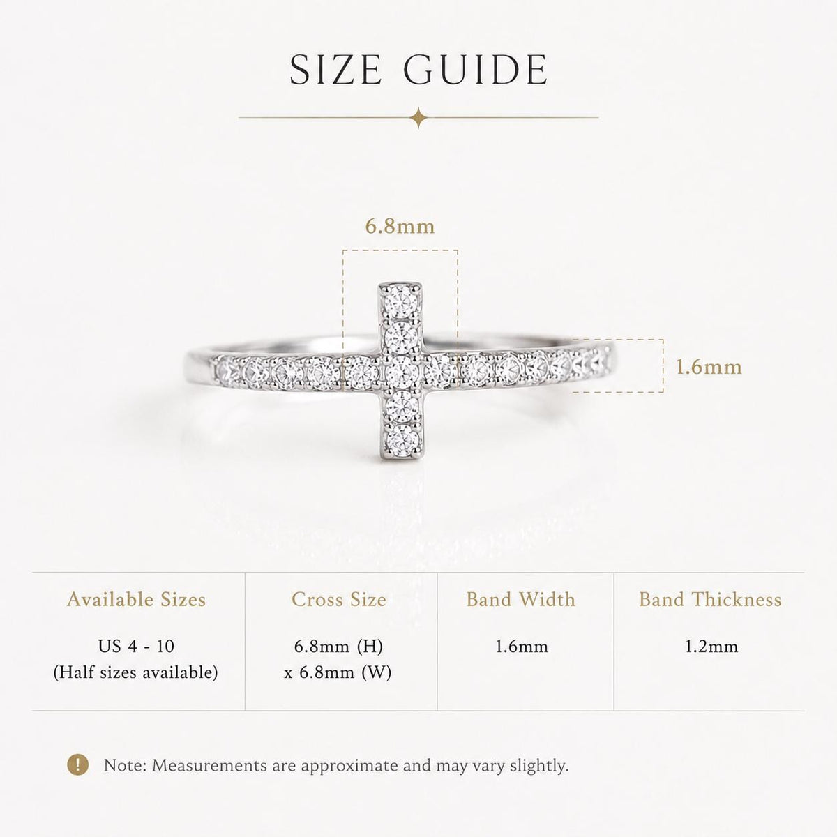 Sterling Silver Moissanite Cross Ring, Minimalist Faith Jewellery, Rhodium Plated Everyday Ring