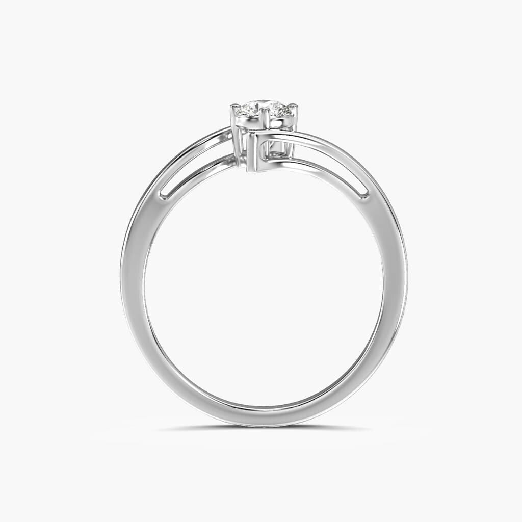 925 Sterling Silver Rose Gold Bypass Ring, Cubic Zirconia Promise Ring, Adjustable Engagement Ring, Minimalist Gift for Her