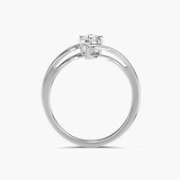 925 Sterling Silver Rose Gold Bypass Ring, Cubic Zirconia Promise Ring, Adjustable Engagement Ring, Minimalist Gift for Her