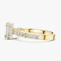 Emerald Cut Cubic Zirconia Engagement Ring | Yellow Gold Plated Sterling Silver Bridal Solitaire