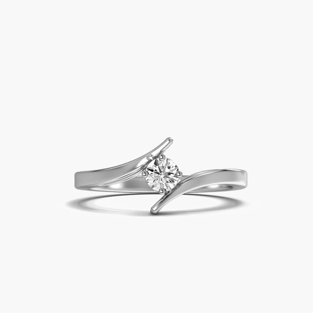 925 Sterling Silver Rose Gold Bypass Ring, Cubic Zirconia Promise Ring, Adjustable Engagement Ring, Minimalist Gift for Her