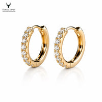 CZ Hoop Earrings, 925 Sterling Silver Minimalist Round Stone Earrings, Dainty Hoops, Gold & Rose Gold Finishes, Gift for Her