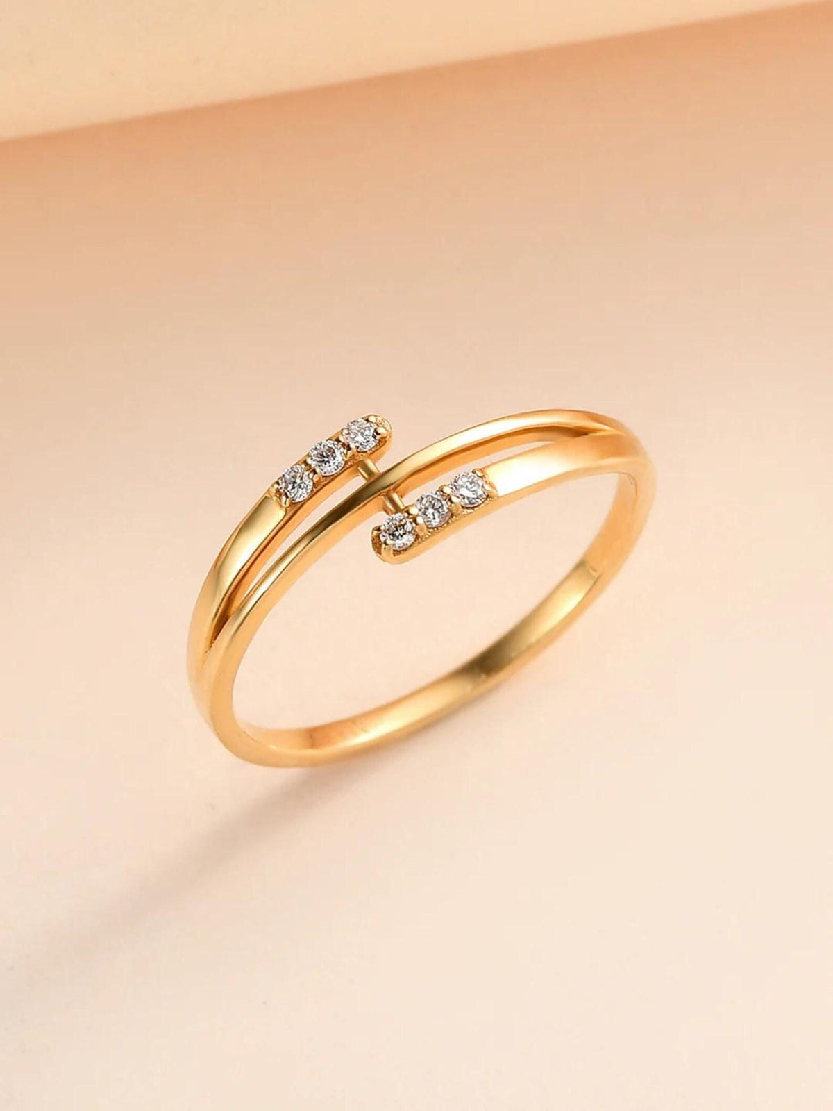 Lab Grown Diamond Open Ring, Adjustable Silver Band, Dainty Promise Jewelry
