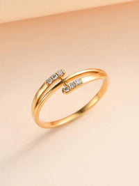 Lab Grown Diamond Open Ring, Adjustable Silver Band, Dainty Promise Jewelry