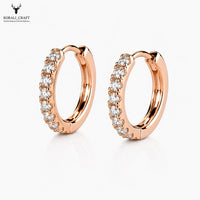 CZ Hoop Earrings, 925 Sterling Silver Minimalist Round Stone Earrings, Dainty Hoops, Gold & Rose Gold Finishes, Gift for Her