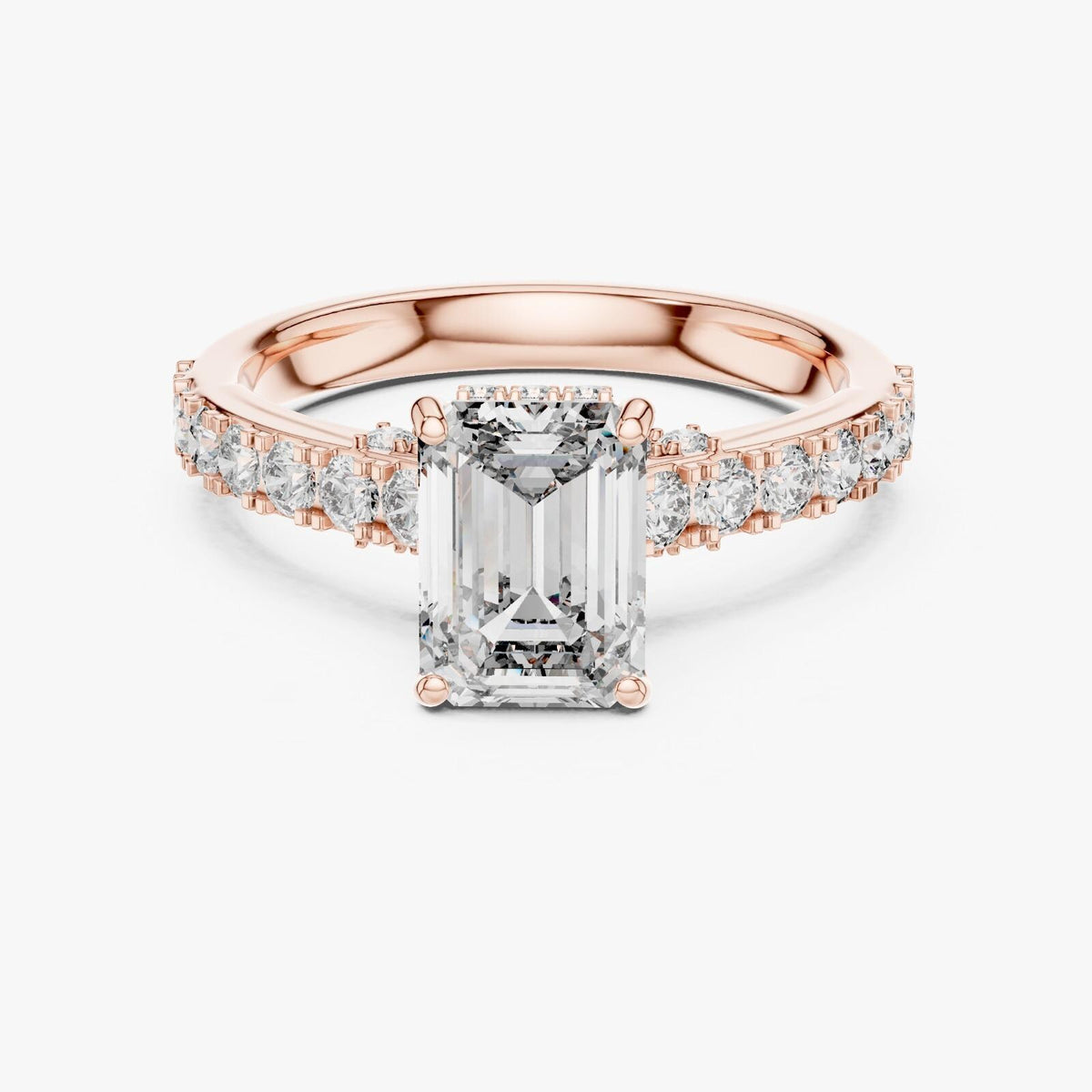 Emerald Cut Cubic Zirconia Engagement Ring | Yellow Gold Plated Sterling Silver Bridal Solitaire