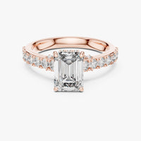 Emerald Cut Cubic Zirconia Engagement Ring | Yellow Gold Plated Sterling Silver Bridal Solitaire