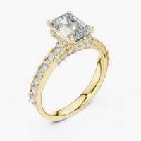 Emerald Cut Cubic Zirconia Engagement Ring | Yellow Gold Plated Sterling Silver Bridal Solitaire