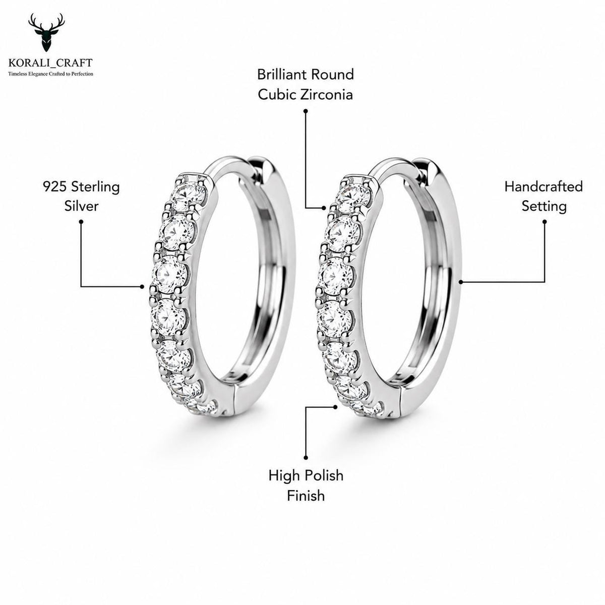 CZ Hoop Earrings, 925 Sterling Silver Minimalist Round Stone Earrings, Dainty Hoops, Gold & Rose Gold Finishes, Gift for Her