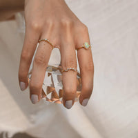 Natural Opal Stacking Ring, Gold-Plated Sterling Silver, Minimalist Engagement Ring, October Birthstone