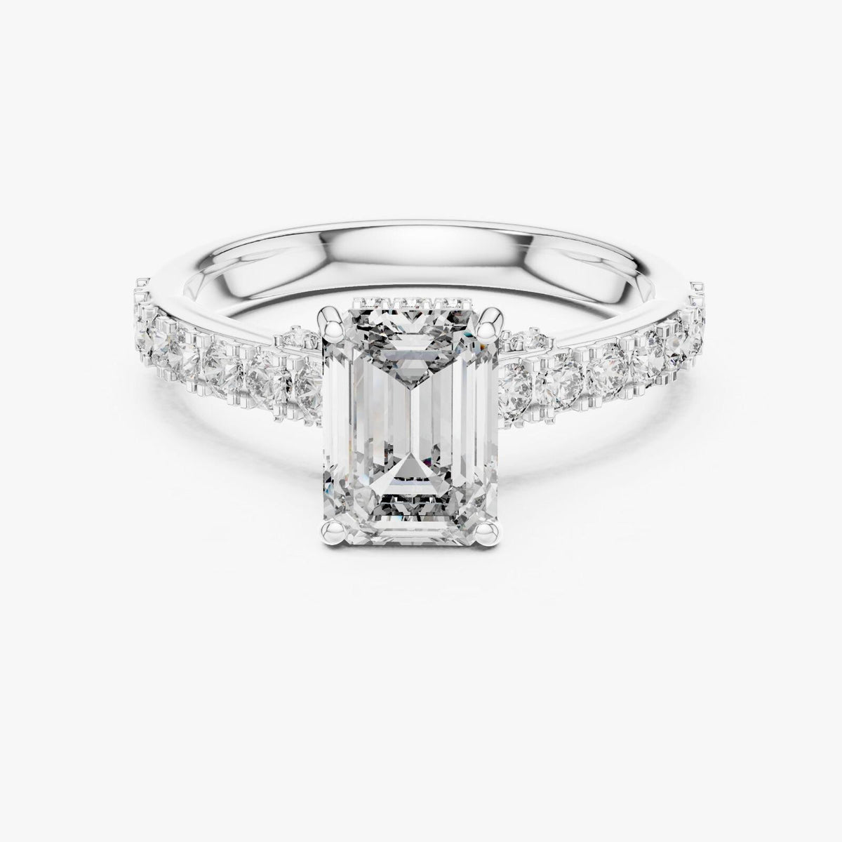 Emerald Cut Cubic Zirconia Engagement Ring | Yellow Gold Plated Sterling Silver Bridal Solitaire
