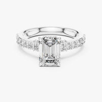 Emerald Cut Cubic Zirconia Engagement Ring | Yellow Gold Plated Sterling Silver Bridal Solitaire