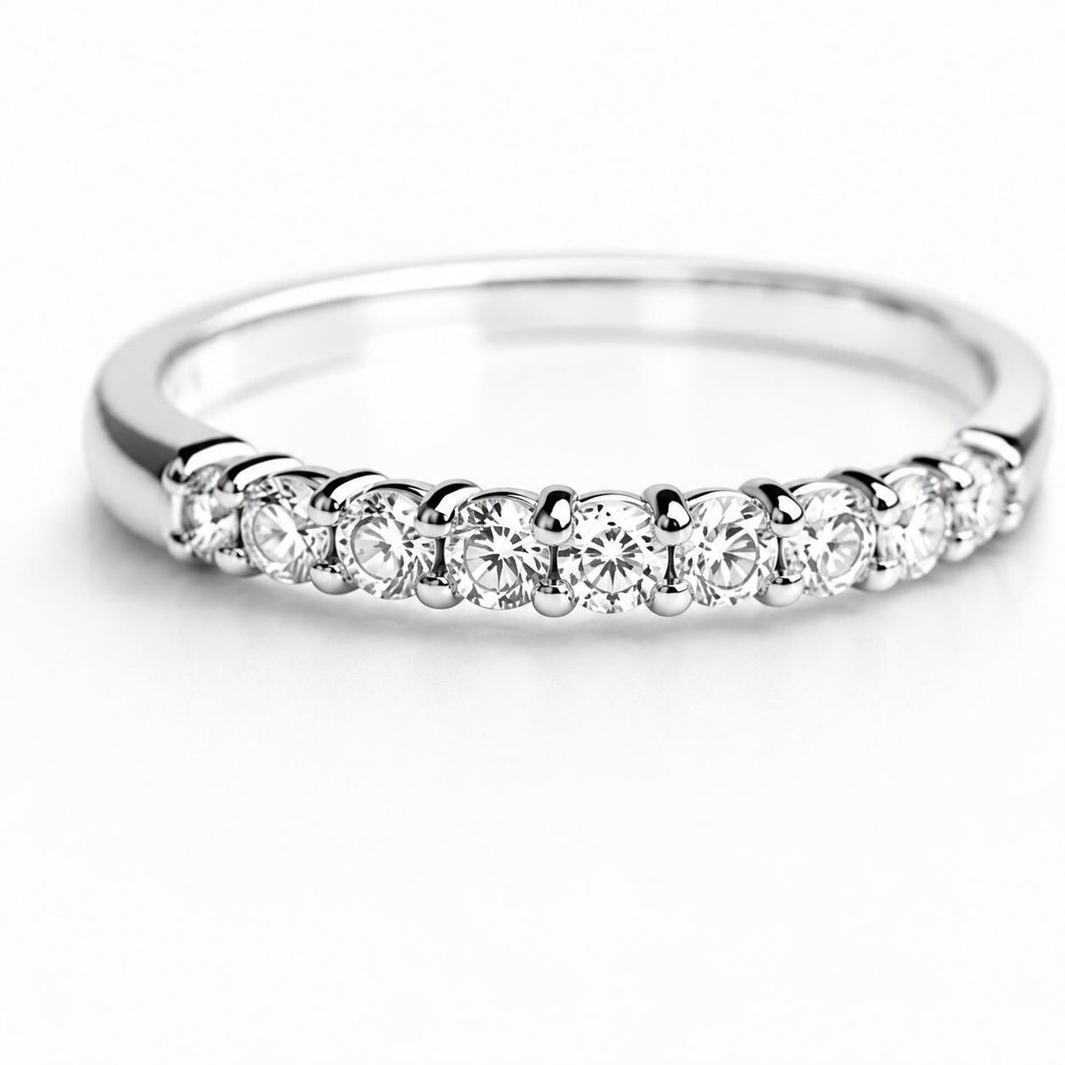 925 Sterling Silver Half Eternity Ring, CZ Diamond Band Ring, Minimalist Stacking Ring, Dainty Wedding Band, Gift for Her