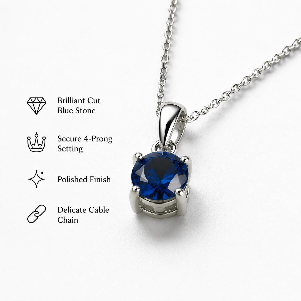 Solitaire Birthstone Necklace for Women, CZ, Sterling Silver Ginger Lyne Collection