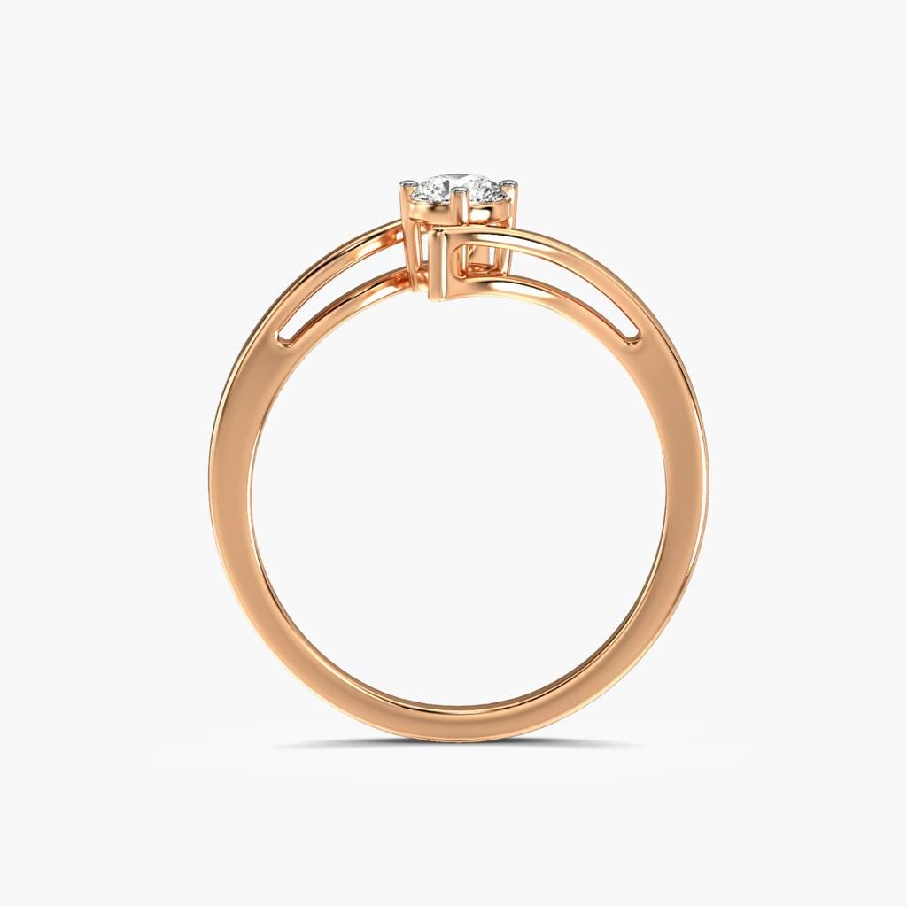 925 Sterling Silver Rose Gold Bypass Ring, Cubic Zirconia Promise Ring, Adjustable Engagement Ring, Minimalist Gift for Her