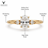 Oval CZ Ring, 925 Sterling Silver, Handmade Minimalist Ring, Silver, Gold or Rose Gold Finish