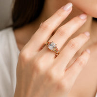 Gold Plated Sterling Silver Emerald Cut Ring, Colorful Statement Cocktail Ring