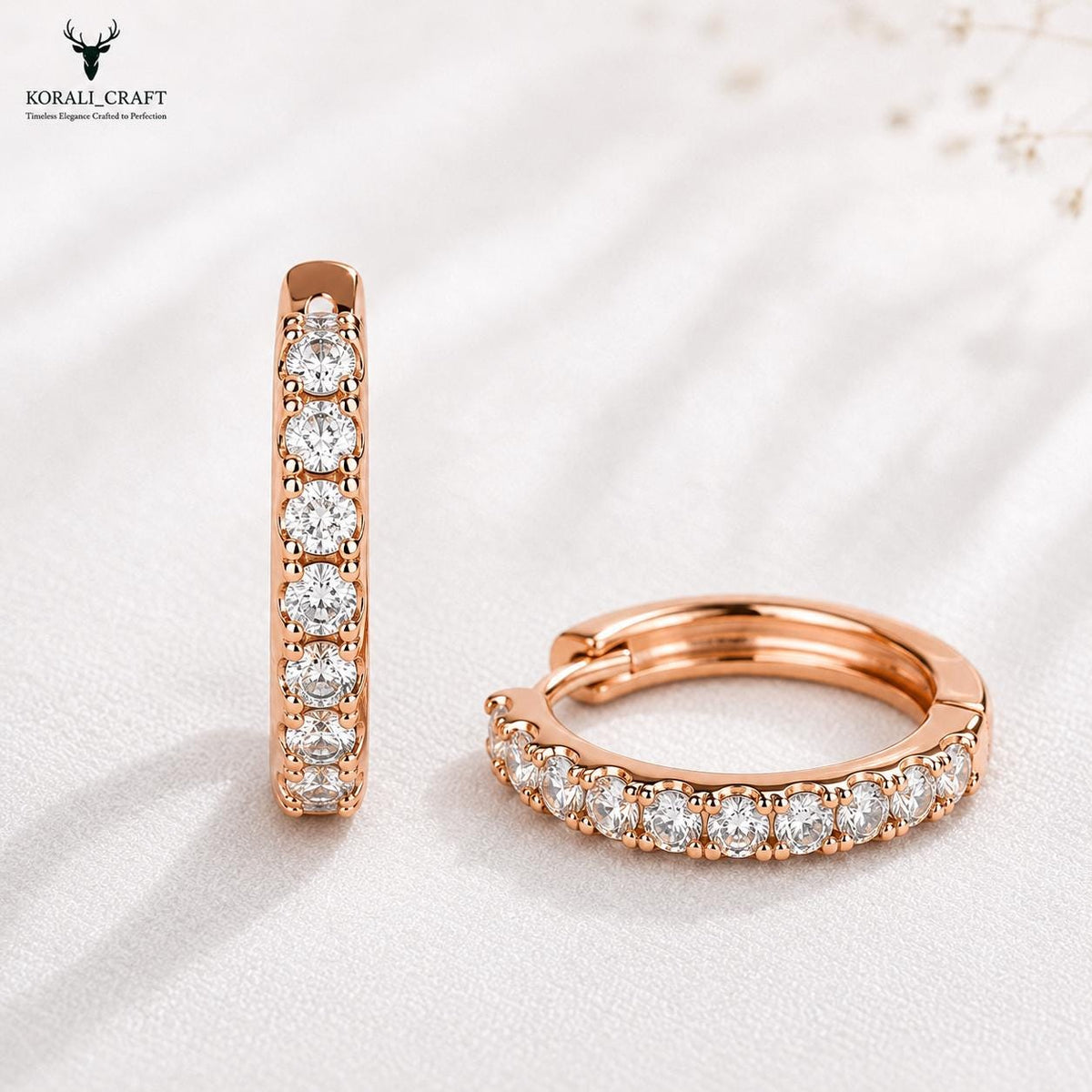 CZ Hoop Earrings, 925 Sterling Silver Minimalist Round Stone Earrings, Dainty Hoops, Gold & Rose Gold Finishes, Gift for Her