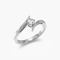 925 Sterling Silver Rose Gold Bypass Ring, Cubic Zirconia Promise Ring, Adjustable Engagement Ring, Minimalist Gift for Her
