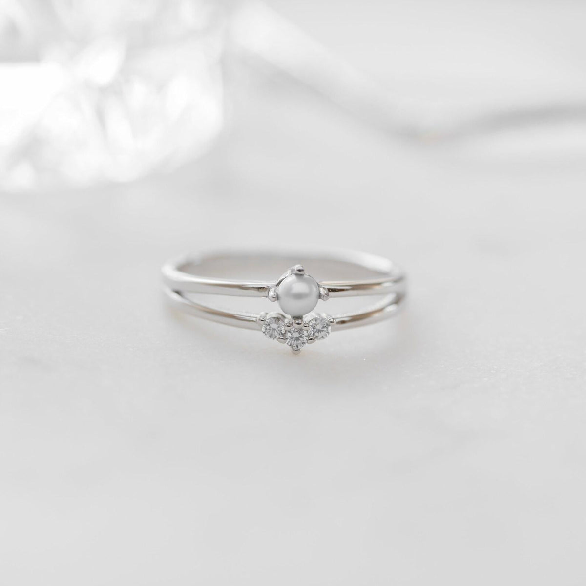 Lab Grown Diamond Open Ring, Sterling Silver Adjustable Band, Dainty Promise Jewelry