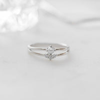 Lab Grown Diamond Open Ring, Sterling Silver Adjustable Band, Dainty Promise Jewelry