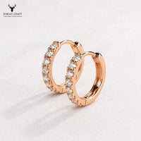 CZ Hoop Earrings, 925 Sterling Silver Minimalist Round Stone Earrings, Dainty Hoops, Gold & Rose Gold Finishes, Gift for Her