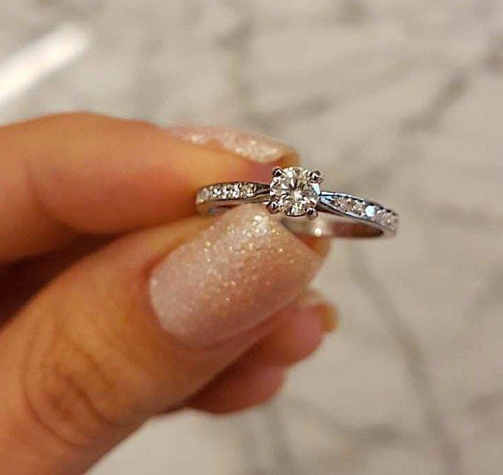 Minimalist Engagement Ring, Custom Silver CZ Ring, Dainty Promise Ring for Her, 925 Sterling Silver Ring, Personalised Anniversary Gift