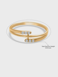 Lab Grown Diamond Open Ring, Adjustable Silver Band, Dainty Promise Jewelry