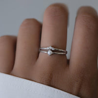 Lab Grown Diamond Open Ring, Sterling Silver Adjustable Band, Dainty Promise Jewelry