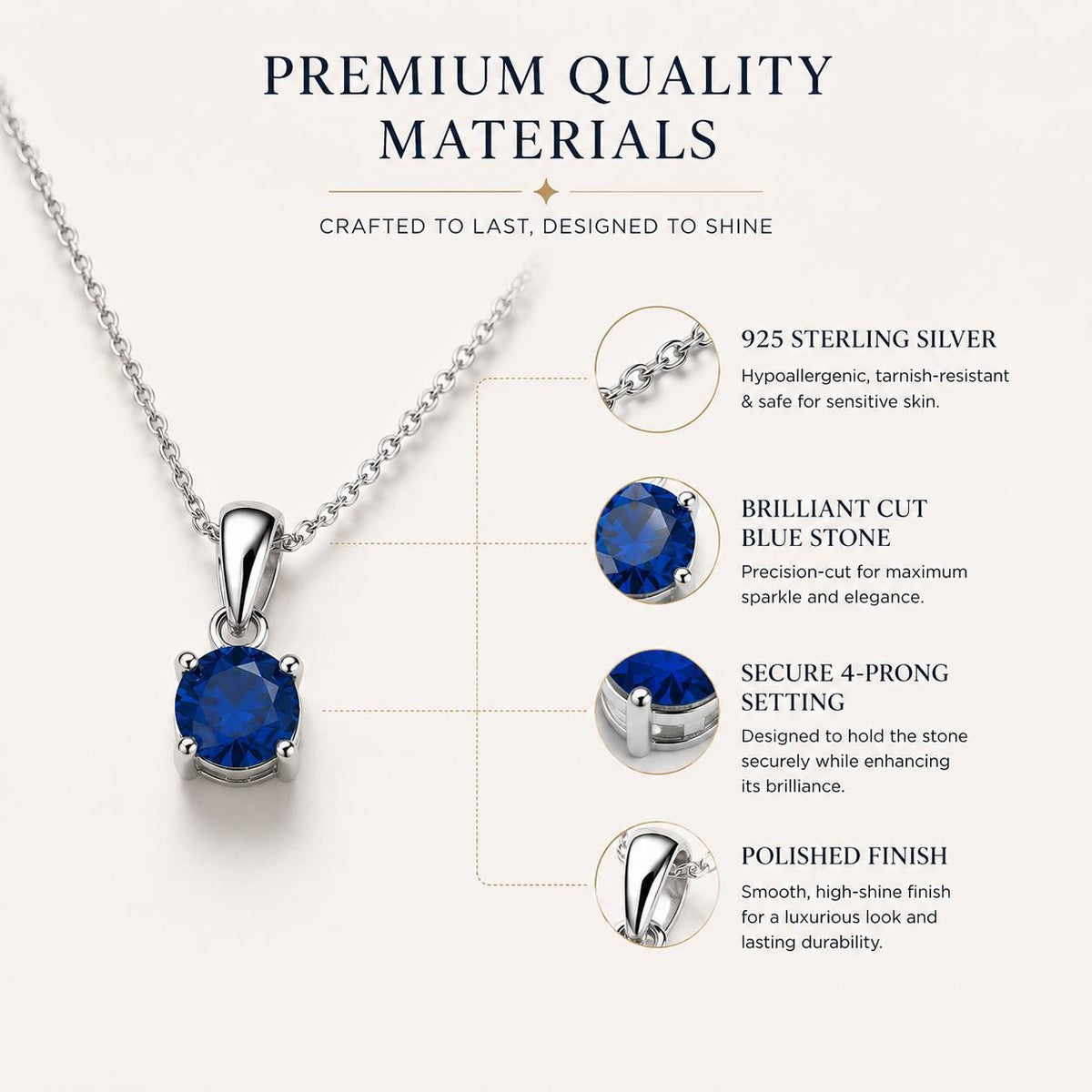 Solitaire Birthstone Necklace for Women, CZ, Sterling Silver Ginger Lyne Collection