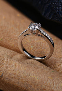 Minimalist Engagement Ring, Custom Silver CZ Ring, Dainty Promise Ring for Her, 925 Sterling Silver Ring, Personalised Anniversary Gift