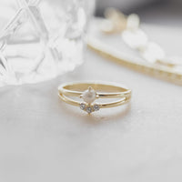 Lab Grown Diamond Open Ring, Sterling Silver Adjustable Band, Dainty Promise Jewelry